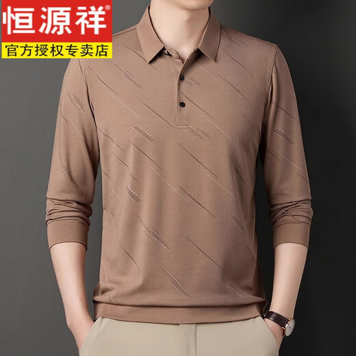 Hengyuanxiang Spring and Autumn Men's Mulberry Silk Long Sleeve T-shirt Middle-aged and Elderly Daddy Clothing T-shirt Casual Lapel Polo Shirt Top 826 Green 2XL 180 Suggestions 155-175Jin [Jin equals 0.5 kg]