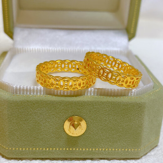 CAMPUSKINGLY old phoenix 999 gold coin copper coin ring women's money ring index finger ring fashionable and stylish same style for women