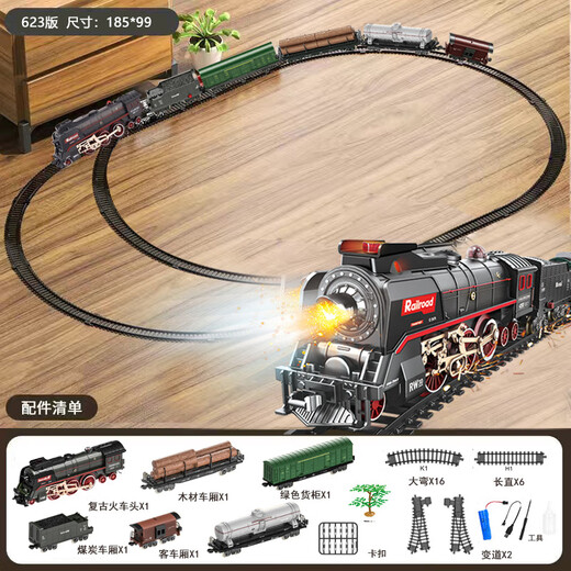 Retro Steam Train Toy with Track Simulation Stationnement de rail à grande vitesse