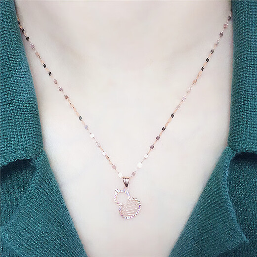 Mrs. Yage Jewelry 585 Purple Gold Colorful Brushed Gourd Pendant Fashionable and Versatile 14K Rose Gold Necklace Single Pendant