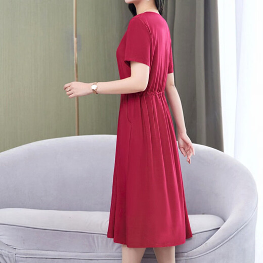 Dengsentu Guangzhou 13-ruhige High-End-Frauenkleid mit mittleren Altersdämmen in der Kurzärärmelen-Farbe mittleren Alters von Frauen in der Kurzärmer 683 bis 3 Farben XL 100jin [Jin entspricht 0,5 kg]