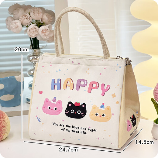 Jiacube Lunch Box Bag Student Office Trabajador de oficina Termal Bento Bag Bag Boento Bague Bag Happy Cat 1