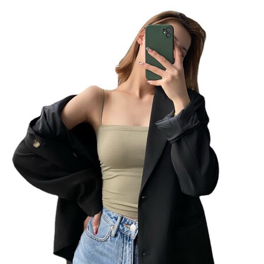 Mi Xiao main vest women's fixed coaster no rims underwear sling tube top female beauty back tube top sling long khaki one size (80-130Jin Jin is equal to 0.5 kg)