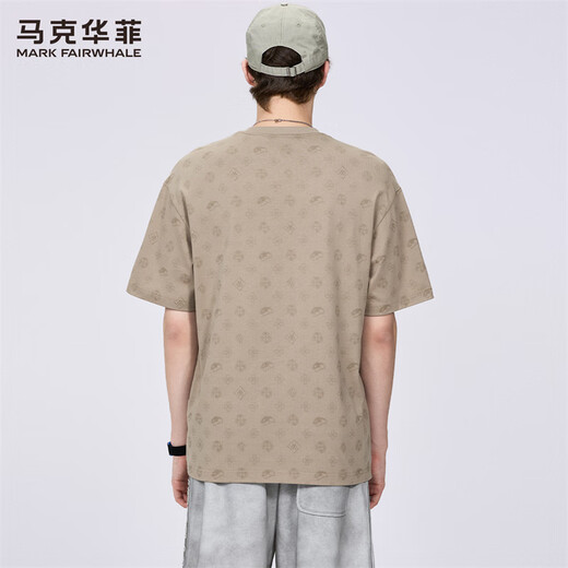 马克华菲【老花满印】圆领短袖T恤男2025夏季新款刺绣美式上衣潮t 卡其色 701 M 170