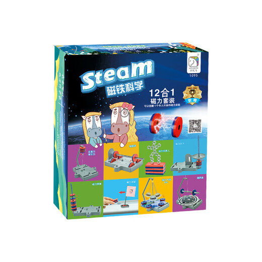Learning Youma Physics 12-in-1 Magnetic Science Experiment Set Interest Cultivation Magnetic Float Box Plastic Toys English Packaging (SD55112 Playing Methods