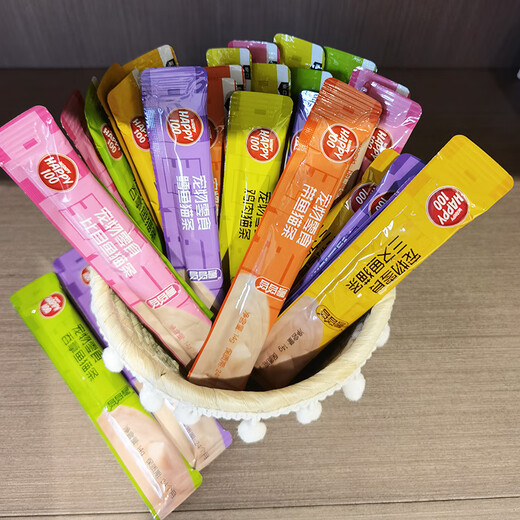 Wanpy Naughty Happy 100 Purr Cat Snacks Nutritional Food Attractant-Free Kitten Canned Tuna and Cod Chicken Flavor 10 Packs