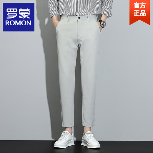 罗蒙（ROMON）2025新款秋季男士休闲裤韩版潮流九分西装裤直筒修身裤子男款 G9902黑色 32 【腰围二尺五】
