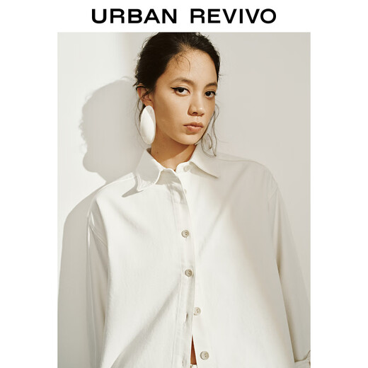 UR spring new women's fashion casual ultra-loose long-sleeved casual shirt UWH850029 white (loose) M (M-L)