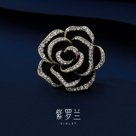 Violet flower brooch high-end women's exquisite black rose corsage New Year's Day new trendy pin New Year's gift black 1