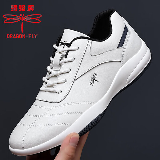 Dragonfly Brand Herrenschuhe neue vielseitige Herren Lederschuhe Sport und lässige Kuhpferdsschuhe Koreanische Kleidung-resistente weiche Softweiche Running-Schuhe Männer 9877 Weiße innere Höhe erhöhen 39 39