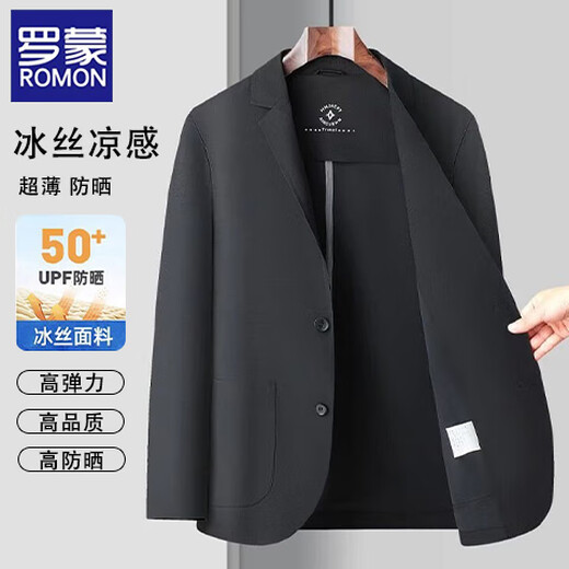 Lomon sunscreen suit men's summer ice silk thin style business casual elastic non-scalding anti-wrinkle single suit jacket jacket men's navy blue [ice silk thin style] 2XL
