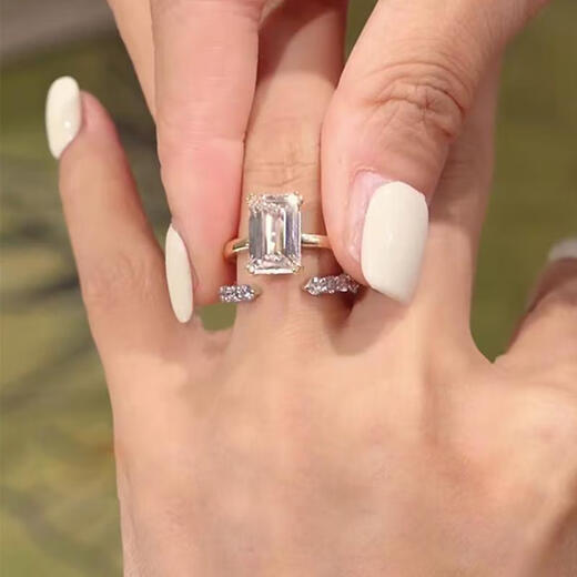 Guanpu Pavilion Fat Donglai quality pt950 platinum moissanite row diamond ring with open stacking diamond ring silver non-fading diamond stacking open row diamond 1 US No. 5 (Hong Kong No. 9 to 13, the opening is adjustable