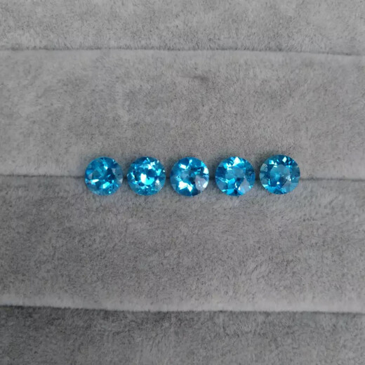 Shuque natural blue topaz Swiss blue sky blue oval water drop round ring surface bare stone completely clean DIY round 4*4