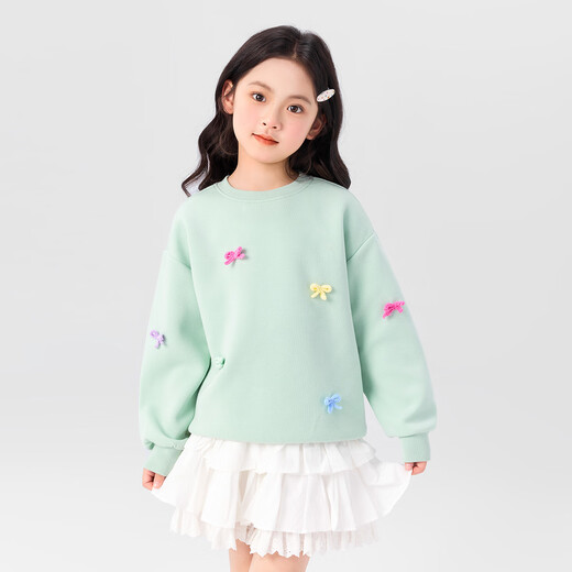 Zuoxi Girls Sweatshirt Autumn Children's Tops Fashionable 2025 New Autumn Clothes Girls Medium-Grand Children's Clothes Green 130