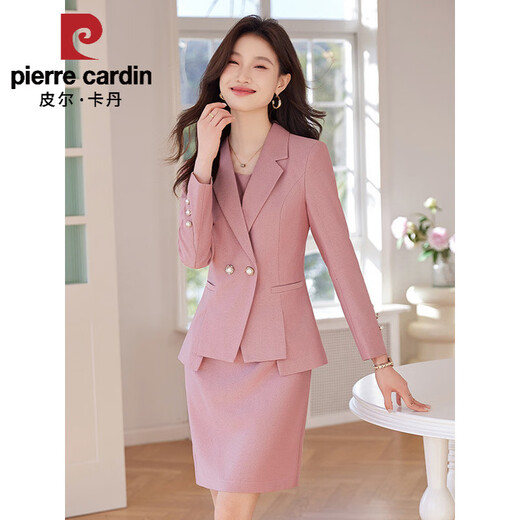 皮尔卡丹（pierre cardin）粉色西装外套女春季2025新款感小个子气质连衣裙两件套工作服 2024粉色826外套2025 3XL