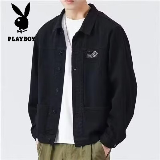 Jacket Playboy Spring et automne 2025 Nouvelle chemise Automne Veste de travail masculine de la veste de début d'automne [Version mise à jour] K12806 Black XL [suggéré 128-140jin [Jin est égal à 0,5 kg]]]