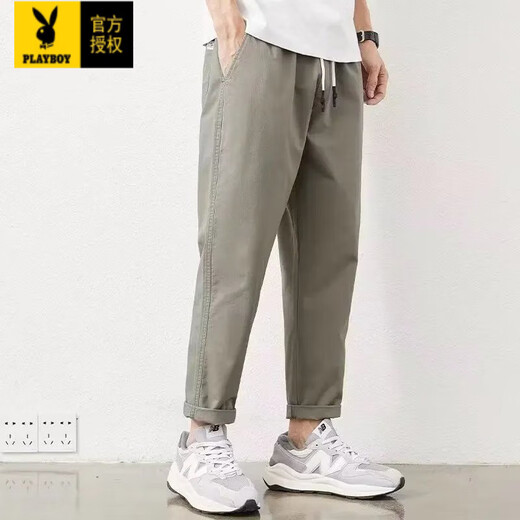 Playboy (Playboy) Herren -Clipper Hosen 2025 Neue Frühlings- und Herbst -Arbeitskleidung gerade lose Hammer in der Pure Cotton Casual Hosen Herren trendig und vielseitig 9904 Dunkelgrau [reiner Baumwoll -Hochqualität] L.