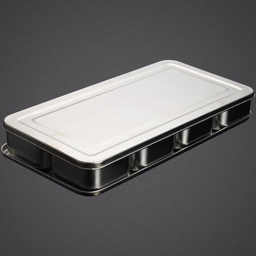 Seasoning box set of six pieces or more food grade stainless steel Japanese style flavor box set seasoning jar condiment sample retention box thickened six compartments free 6 flavor spoons with lid