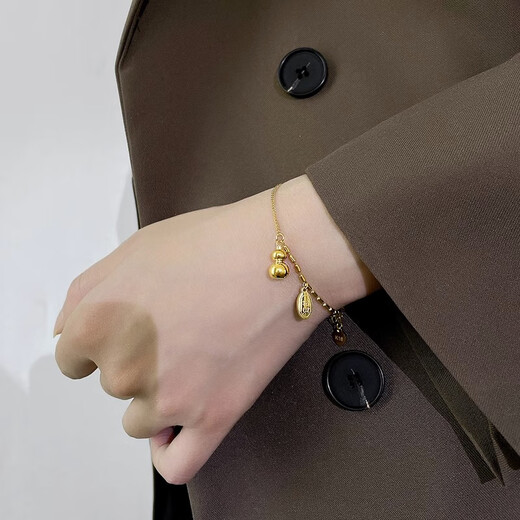 Library chooses 18K rose gold lucky gourd bracelet for women summer 2023 new golden good luck gold bracelet 18K gold gourd bracelet