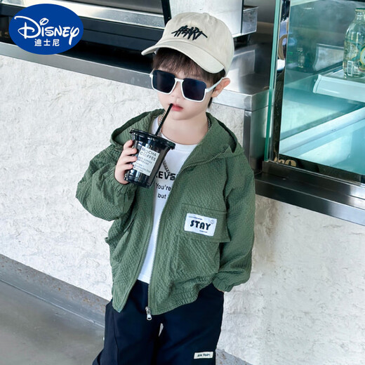 Disney boys' jacket children's spring hooded thin top boys' cool cool jacket new style little boys' clothes spring and autumn green 90 cm