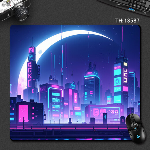 汝沁莲动漫二次元男生鼠标垫超大号电竞游戏炫酷加厚桌垫FPS专用高级 13587城市 450mm*400mm*5mm