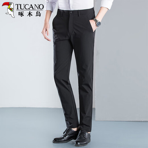 
Woodpecker (TUCANO) casual pants for men summer business fashion versatile breathable suit pants slim long pants men's clothing black 32