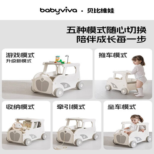 babyviva婴儿学步车手推车多功能宝宝学步车 【4轮调速】-卡其棕