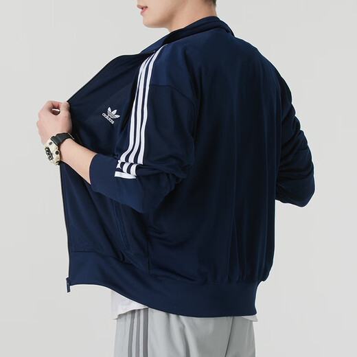 阿迪达斯（adidas）三叶草外套男装2025春季新款户外出行潮流时尚休闲服针织立领夹克 IR9893 XL