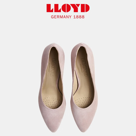 利来（LLOYD）德国进口女鞋牛皮经典优雅百搭粗跟浅口商务高跟鞋标准楦13554 粉色 37