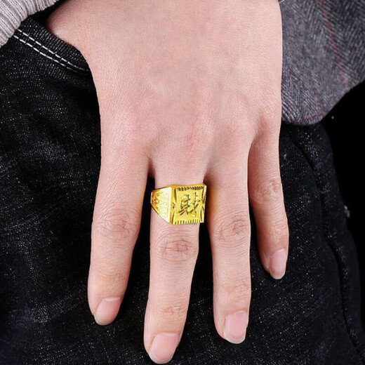 AYD old phoenix gold store model gold-plated silver wealth ring men's gold 999 pure gold pure silver living mouth ring real gold not wealth ring + certificate gift box living mouth can be adjusted