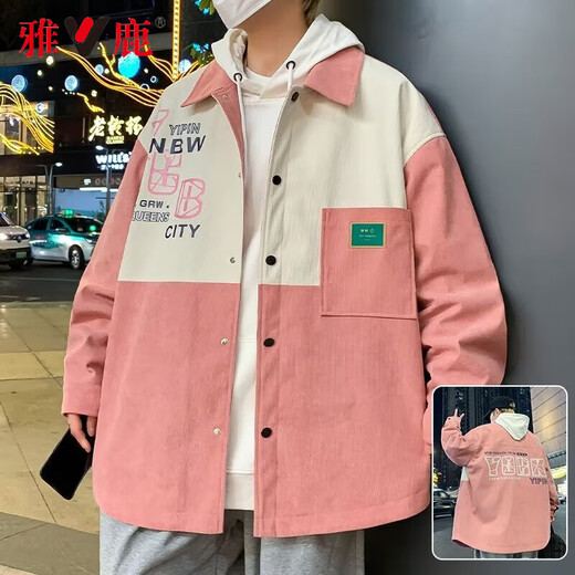 Yalu Spring Jacket Men's Men's Harbor Style Style Chaqueta Hombres Camisa de la calle Top Capered Top Clothing y otoño Outums D687 Color de albaricoque Regular (recomendado 110-135Jin [Jin iguala 0.5 kg])