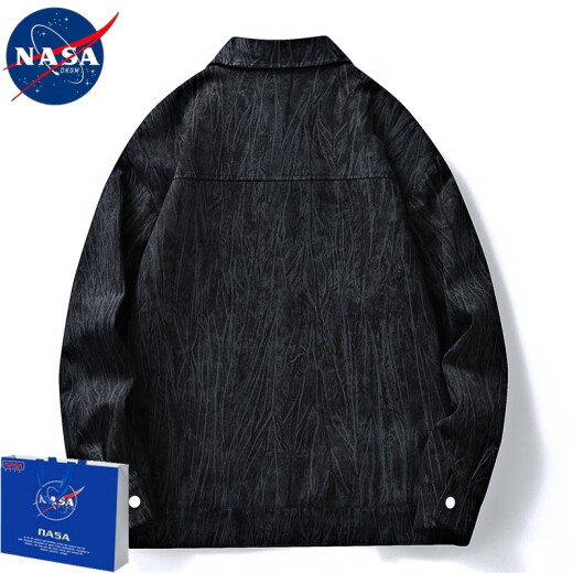 NASADKGM外套男美式复古工装衬衫夹克男宽松休闲百搭情侣上衣服大码男装 米灰 XL