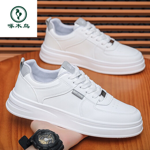 Specht 2025 Neue Herbst White Shoes Herren Atmungsschuhe Männer koreanischer Stil Schüler Vielseitige Sport- und Freizeitbrettschuhe weiß grau 16813 39 Standardcode