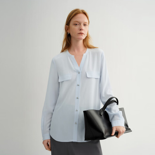 Mai Meng MM Mai Meng heavy mulberry silk quiet luxury style shirt mall same style 25 summer new product 5G3120381 light blue M