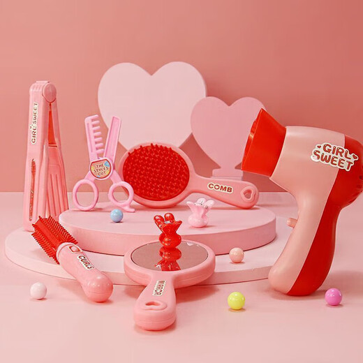 Детская косметическая коробка, игрушка для девочек, симулятор принцессы, игровой набор для дома, нетоксичный для девочки 3-6 лет, 5 косметических коробок, парикмахерский набор + кукла, 51 шт., воплотите мечту маленькой принцессы