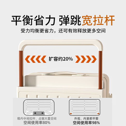 Kangaroo multifunctional suitcase wide trolley suitcase women's small fresh trolley case men's large capacity password box student suitcase Baker white cup holder + USB adapter 24 inches student accommodation