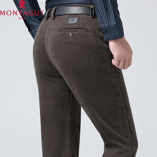 MONTAGUT corduroy men's casual pants spring and autumn new business casual middle-aged father men's thick pants blue 9761 29