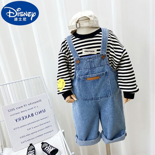 G.DUCKKIDS boys' overalls jeans girls simple children's autumn pants 2025 new baby spring and autumn long pants trend K60-blue overalls () 120 suitable height 110-120cm age 6-7 years old