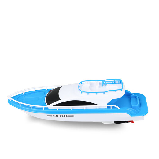 Children's electric boat toy yacht model simulation speedboat boy baby bath ship can be launched into the water non-remote control blue yacht with charging set