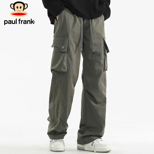 大嘴猴（paul frank）工装裤男士夏季美式直筒裤子男宽松户外休闲裤男裤 藻绿色 XL