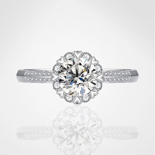 AVHE white 18K gold platinum cultivated diamond wedding ring 1 carat large diamond ring for women Luxuriously set bouquet of artificial diamonds Platinum heart claw bouquet - D color 20 points cultivated 18K gold diamond ring