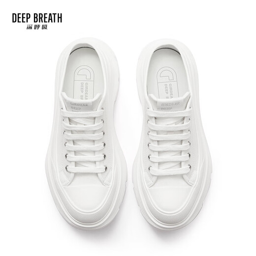 DEEP BREATH深呼吸女鞋包头半拖外穿波浪厚底帆布鞋穆勒鞋AX12250 白 35
