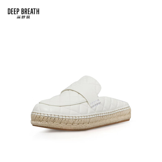 DEEP BREATH深呼吸女鞋休闲通勤百搭穆勒拖鞋渔夫鞋女AX11154 白 36