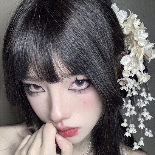 CLCEY铃兰花头饰花朵流苏发夹女森系新娘结婚发饰婚纱盘发配饰 紫色