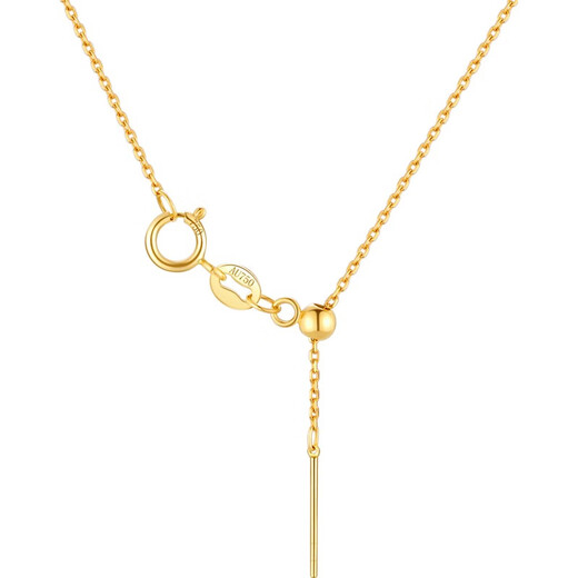 DRJEFUN 18k gold necklace women's pin-type Chopard chain snake bone chain plain chain color gold adjustment chain plain gold clavicle chain pin-type 50cm gold O-shaped chain