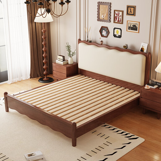 Laisda American Cold Wood Bed Walnut 1,5 метра двойной французский классический мягкий мешок с твердым деревом кровать YF688# 1,5 кровать