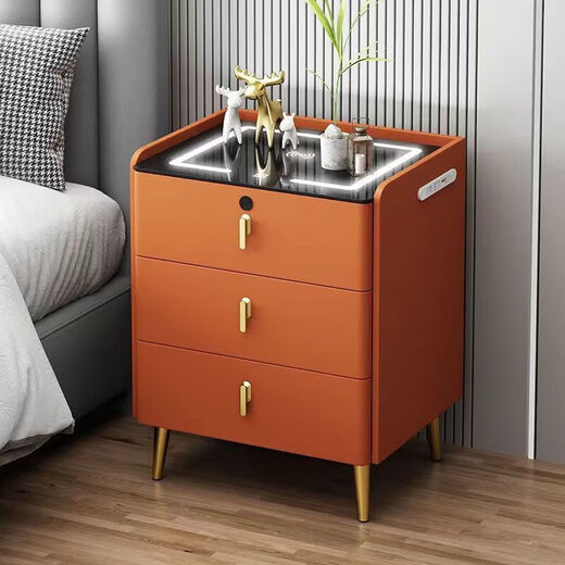 He Jiangong Smart Bedside-Bastedside Wood Multifunción Multifunción Moderia Moderna de noche simple Hogar Sala de estar de la casa Italiano F6623 Beige de madera maciza 50*40*60 Básico de roca blanca Losas de roca blanca básica