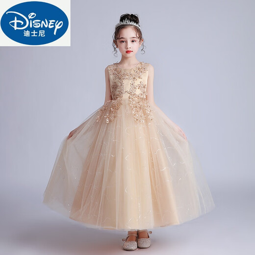 Disney Girls Princess Rock Langer Rock Sommershow Host Hochzeitskleid Super Fairy Feen -Kinderkleid Kinder Performance Kleid geschwollene Rock 683 Weste [Shrimp Pink] [Sammeln Sie Crown 150