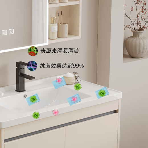 Jiumu (JOMOO) 2025 new Wo aluminum alloy bathroom cabinet ceramic integrated wash basin bathroom hand wash basin cabinet combination 12047 main cabinet (ceramic basin) + full seal ordinary