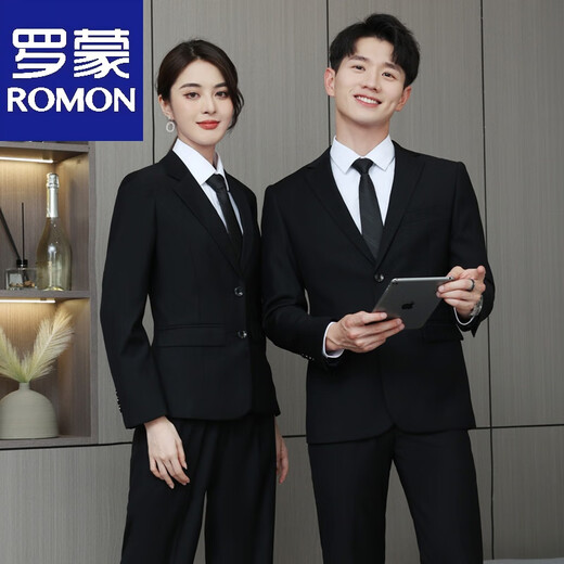 Luo Meng suit suit female college student formal teacher interview male suit jacket autumn and winter professional work clothes 2 men's navy blue jacket + pants + tie 3XL